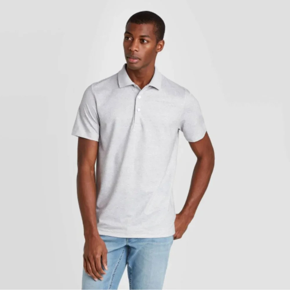 Men's Colorblock Standard Fit Short Sleeve Polo T-Shirt - Goodfellow & Co Gray
